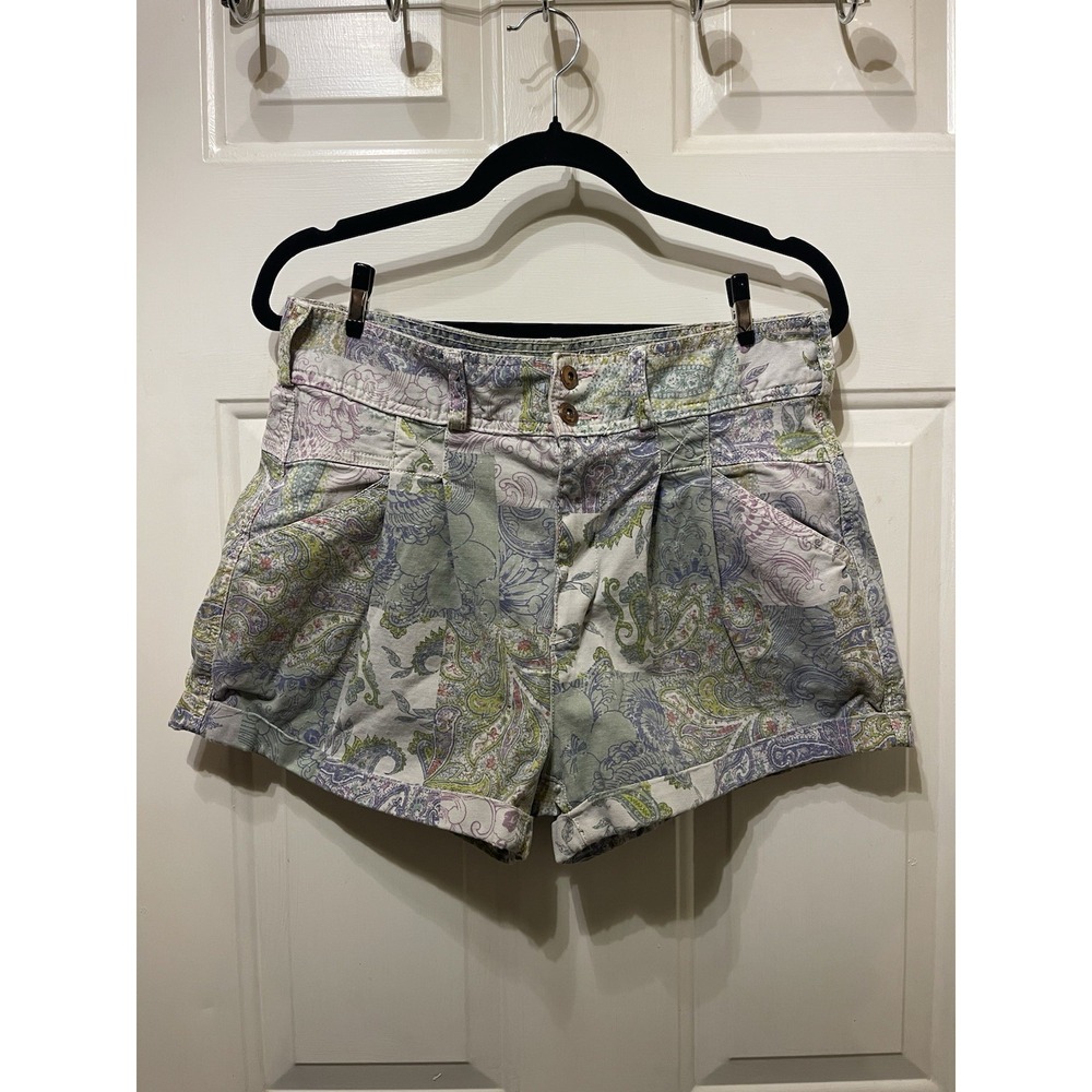 Pilcro Anthropologie Shorts Womens 29 Paisley Patchwork Pleated Utility Camp